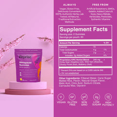 Reprise Menopause Gummies gummy closeup shows fruity texture and enjoyable chew.