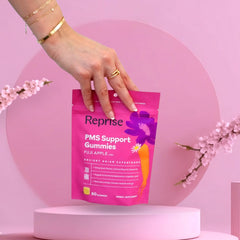Reprise PMS gummies licorice root element promotes natural cycle balance.
