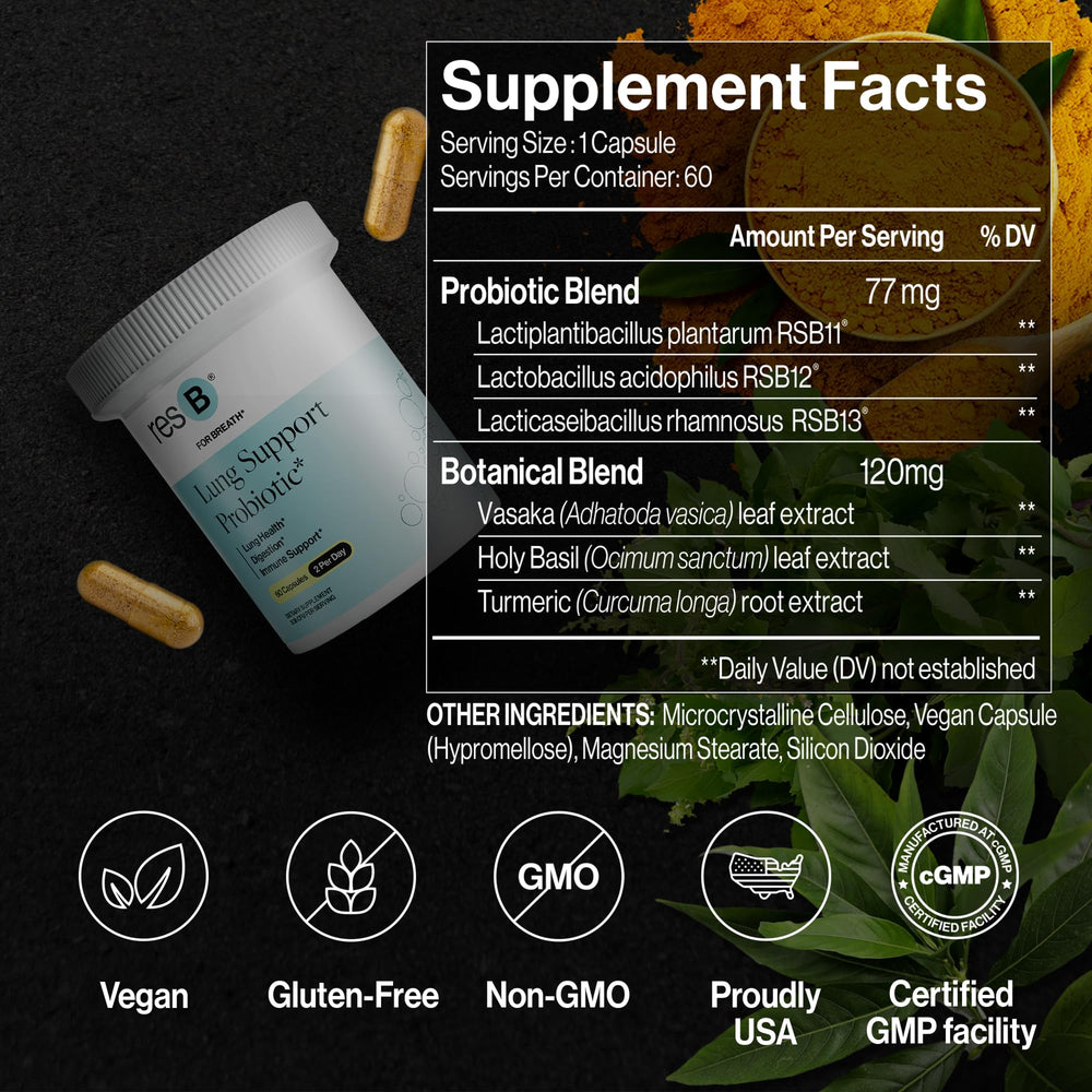 ResBiotic resB key ingredients turmeric and holy basil for holistic support