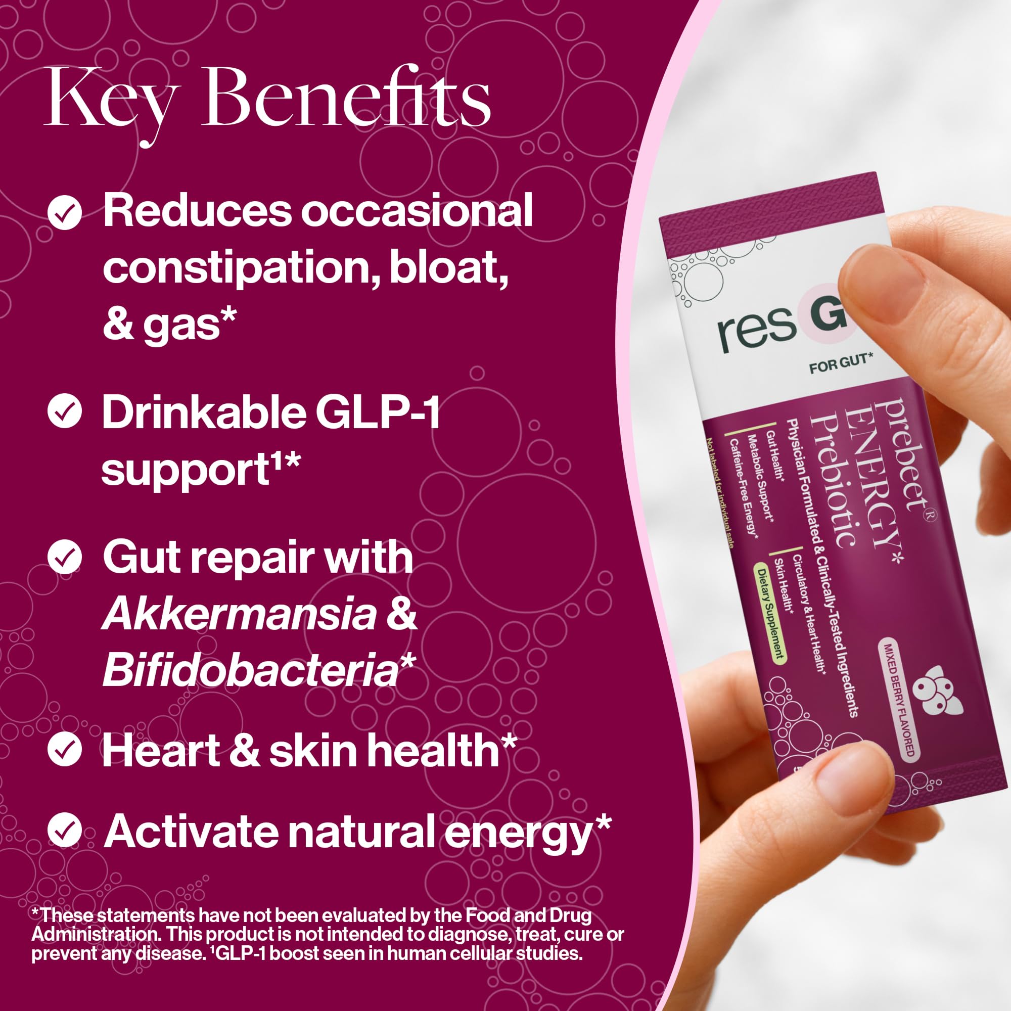 ResBiotic resG prebeet beet powder highlighting nitric oxide and circulation benefits.