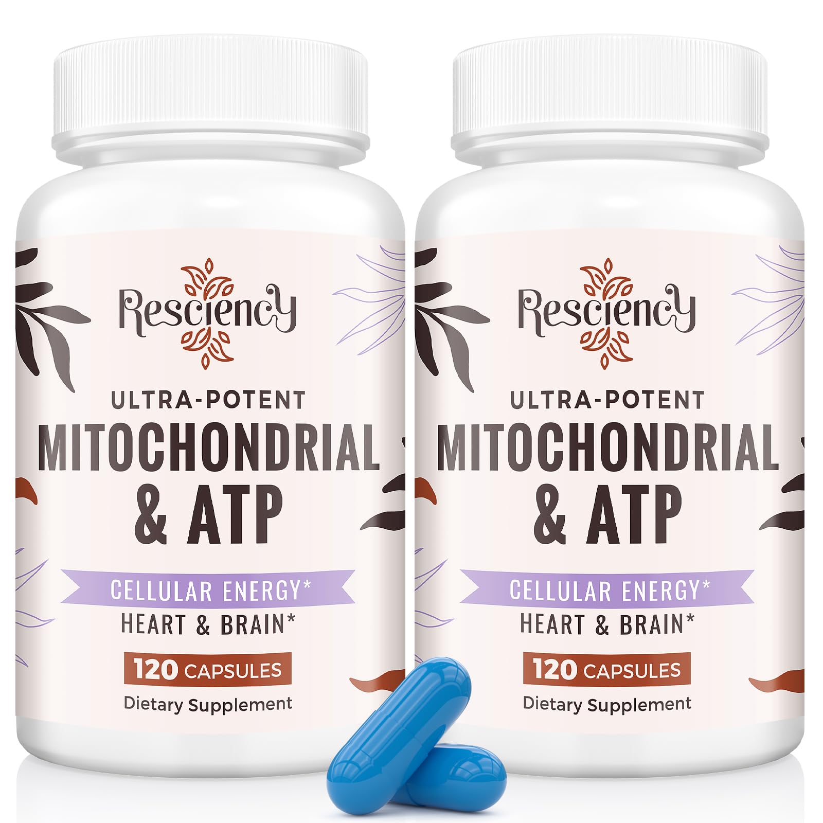 Resciency bottle pour showing energy-boosting mitochondrial blend for workouts
