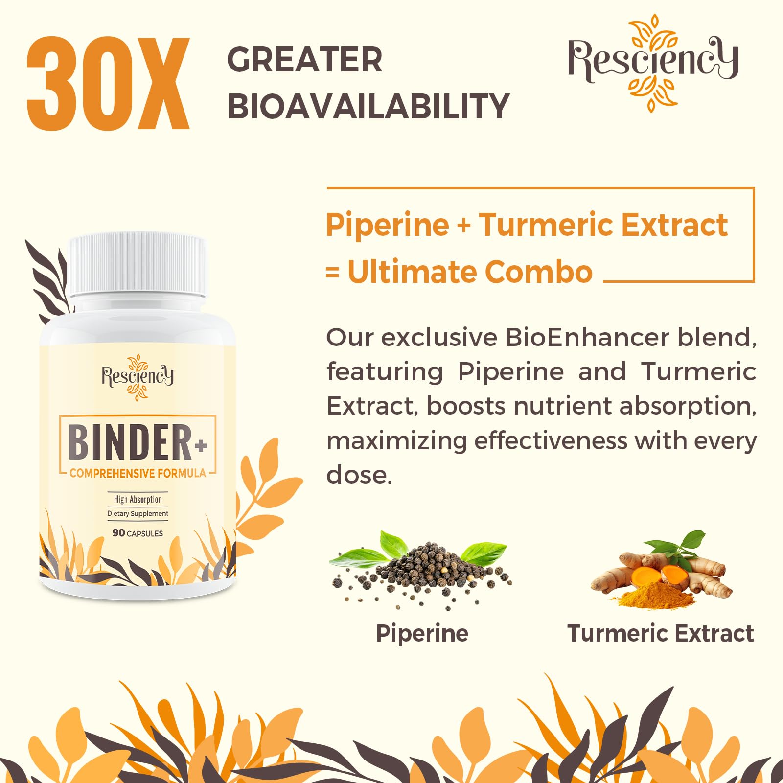 Resciency Detox Binder ingredients chlorella spirulina highlights plant-based detox support.