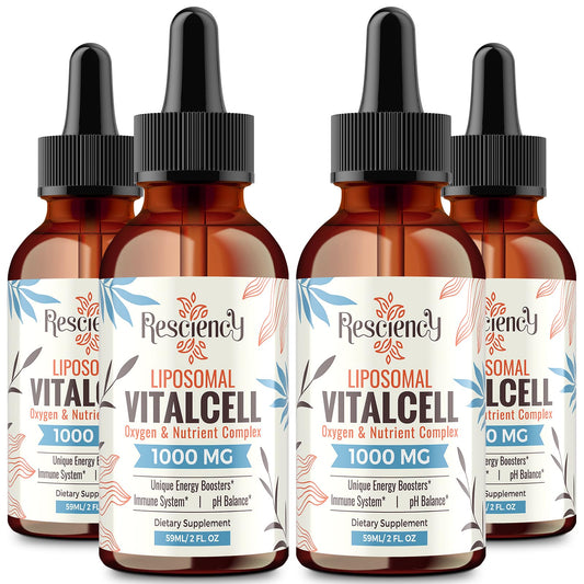 Resciency liquid oxygen drops bottle pour shown for simple daily dosing and on-the-go usage