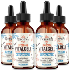 Resciency liquid oxygen drops bottle pour shown for simple daily dosing and on-the-go usage