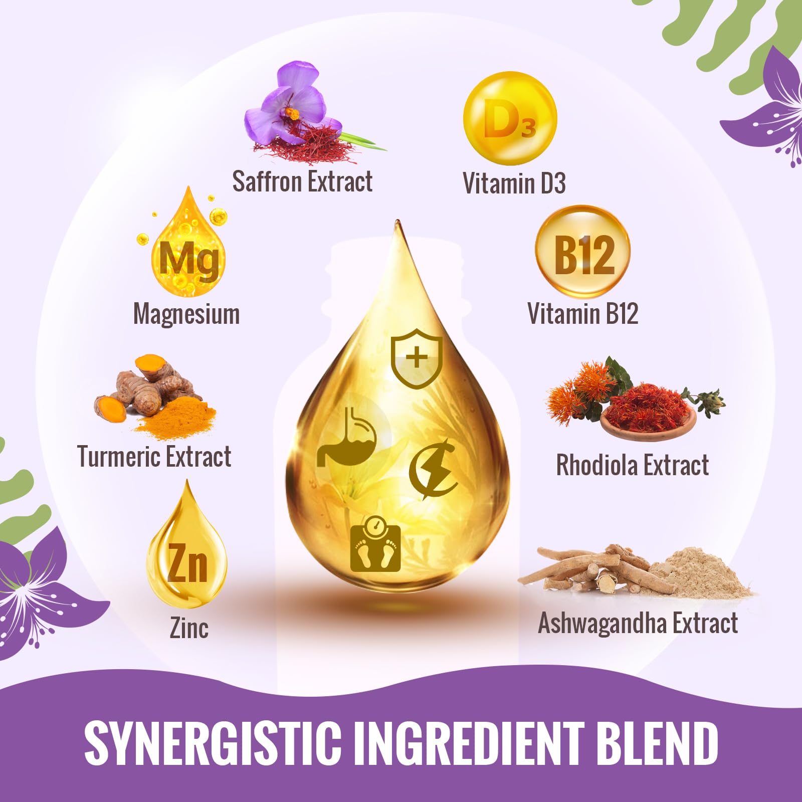 Resciency liposomal saffron drops amber bottle signals premium USA-made formula
