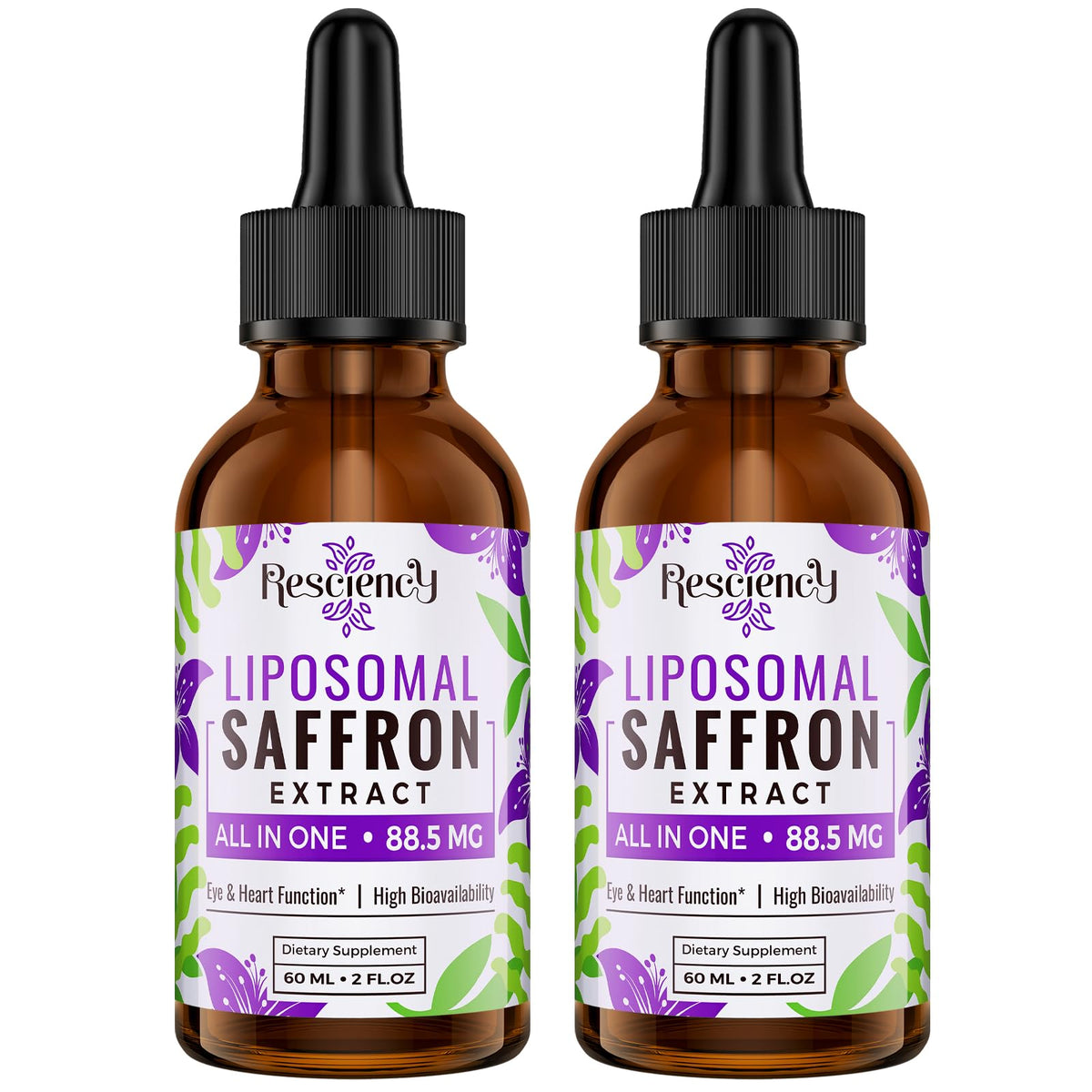Resciency liposomal saffron drops bottle for steady mood support