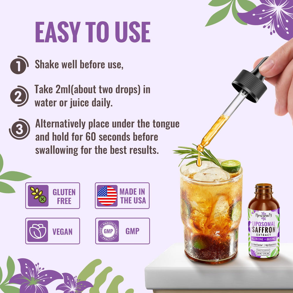 Resciency saffron drops ideal for morning focus and energy
