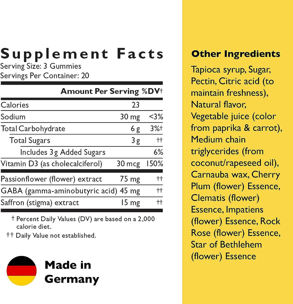 RESCUE Bach Plus Mood & Stress Gummies jar front shows vegan formula