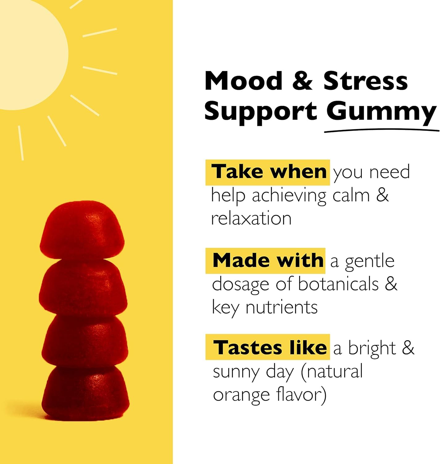 RESCUE Bach Plus Mood & Stress Gummies pouring, easy daytime use