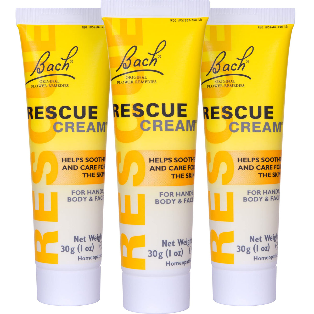 RESCUE Bach Rescue Cream three-pack front view for on-the-go hydration.