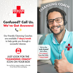 Rescue Detox coaching support contact information for guidance.
