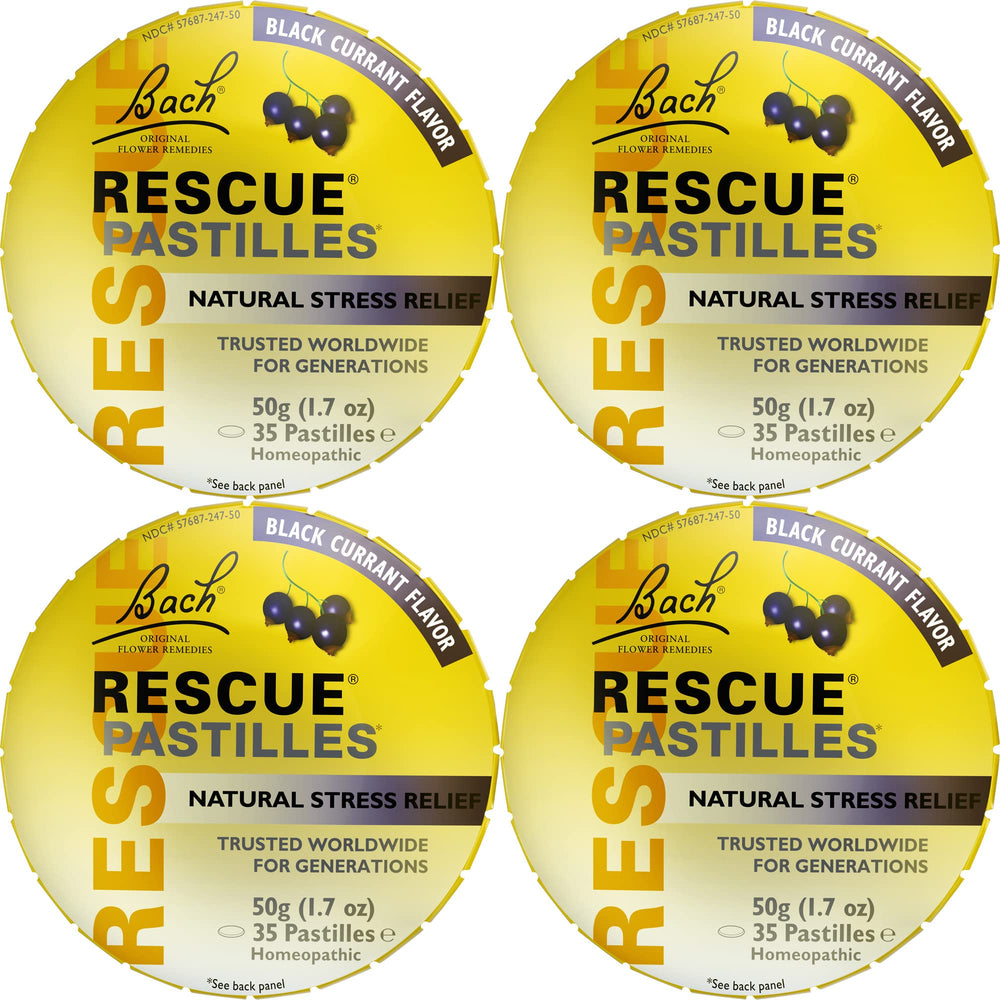 RESCUE pastilles black currant bottle for on-the-go calm