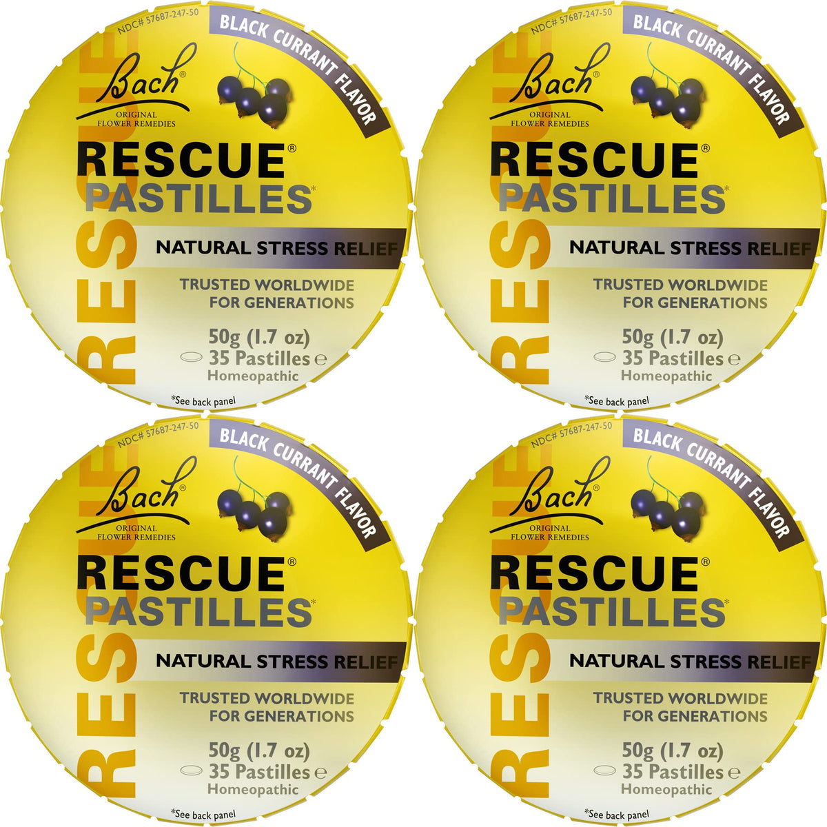 RESCUE pastilles black currant bottle for on-the-go calm