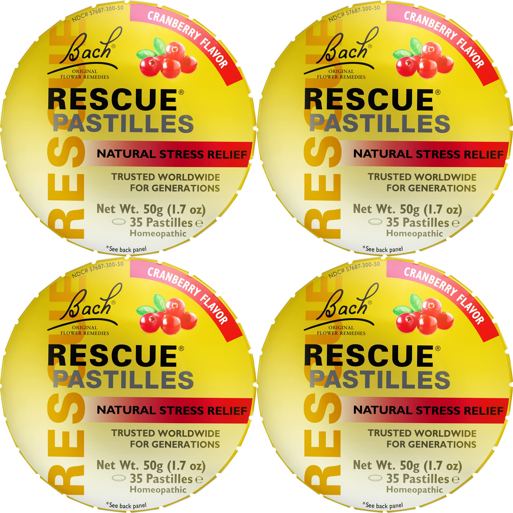 RESCUE Bach Rescue Pastilles Cranberry pack front for on-the-go stress support.