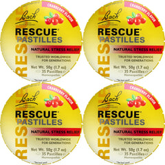 RESCUE Bach Rescue Pastilles Cranberry pack front for on-the-go stress support.
