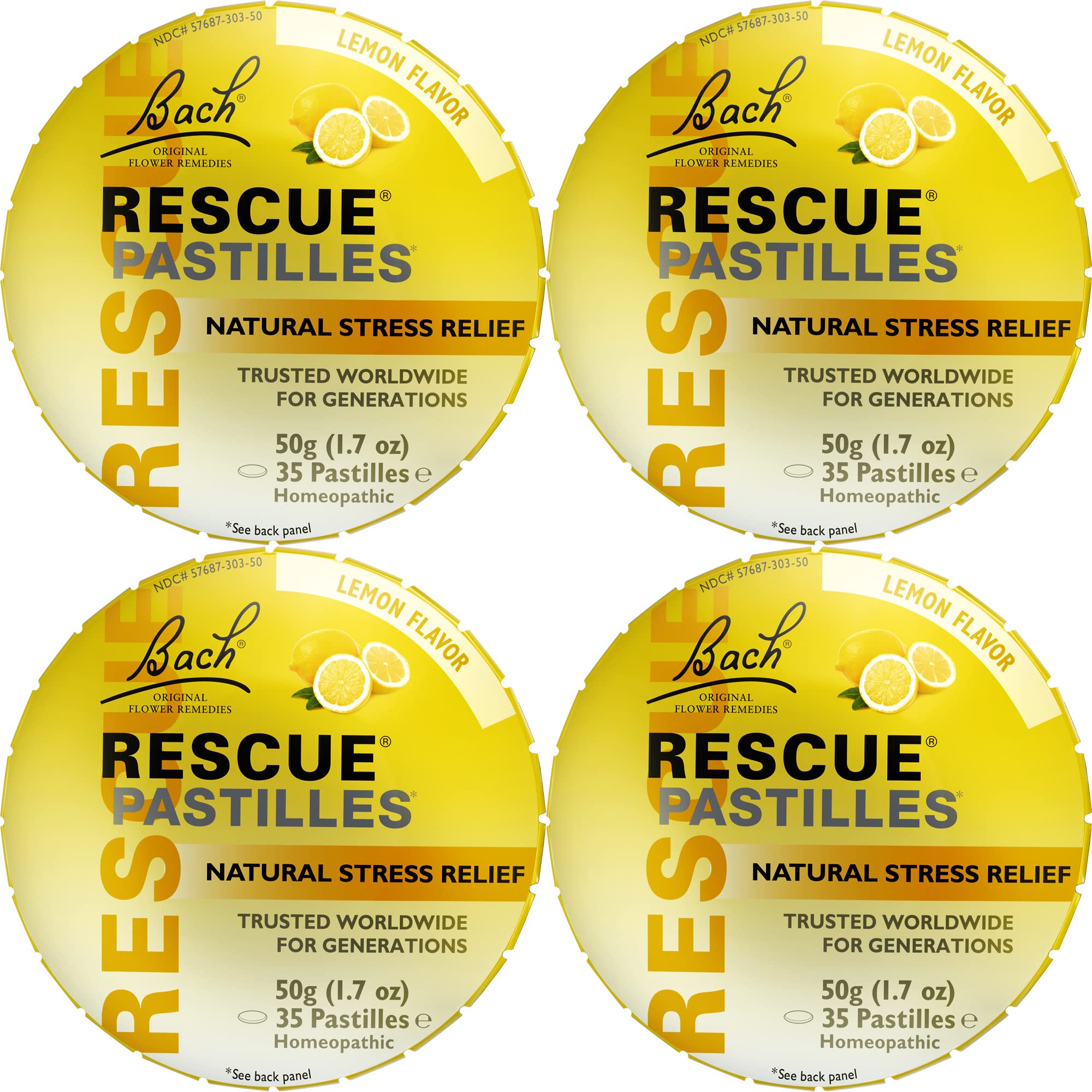 RESCUE Bach Rescue Pastilles Lemon packshot with 35-count box for on-the-go relief