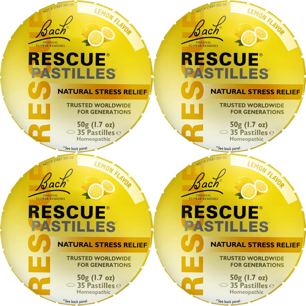RESCUE Bach Rescue Pastilles Lemon packshot with 35-count box for on-the-go relief