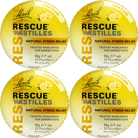 RESCUE Bach Rescue Pastilles Lemon packshot with 35-count box for on-the-go relief