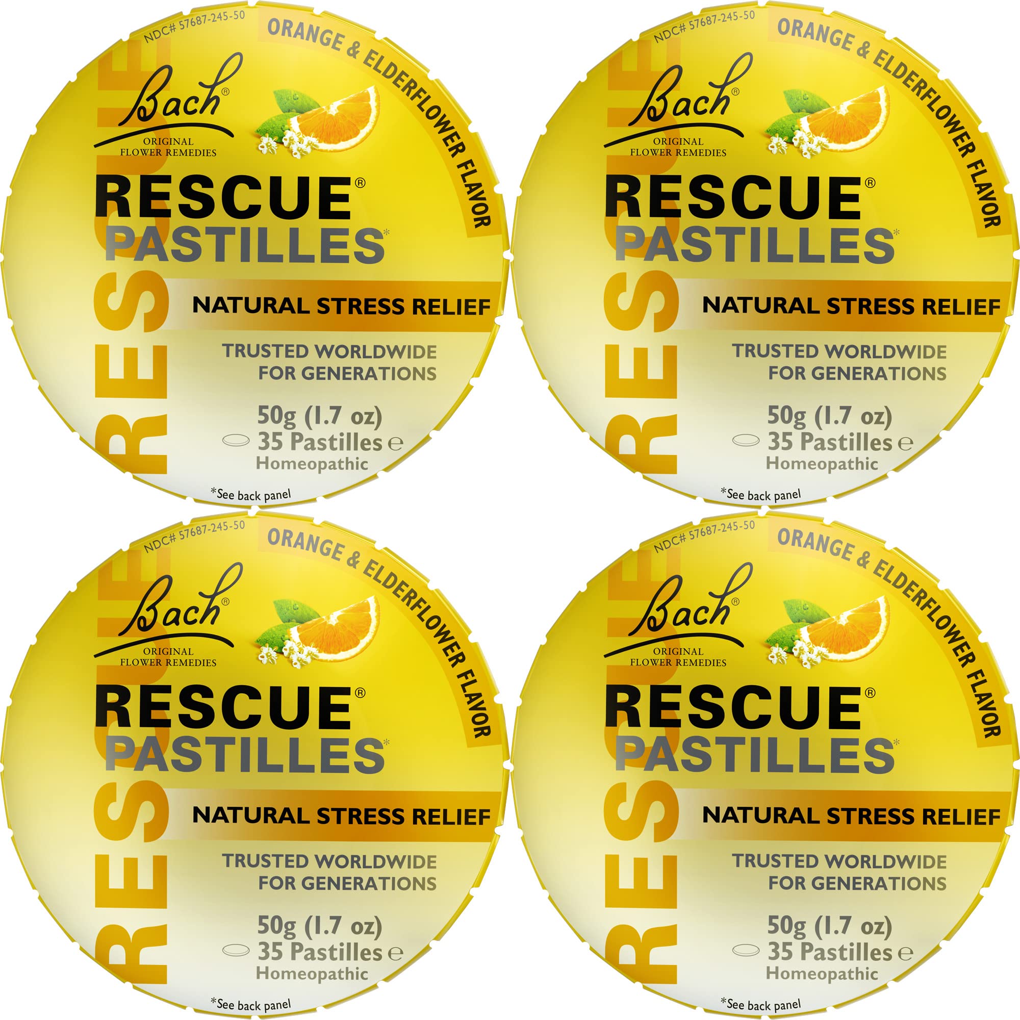 RESCUE pastilles pack for on-the-go calm with orange elderflower flavor