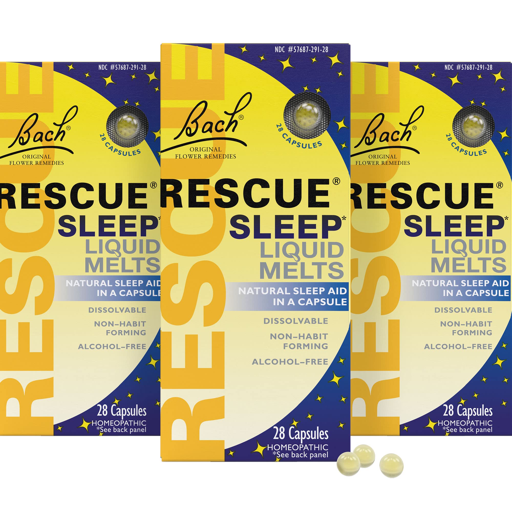 RESCUE Sleep Melts orange vanilla bottle on nightstand for easier wind-down.