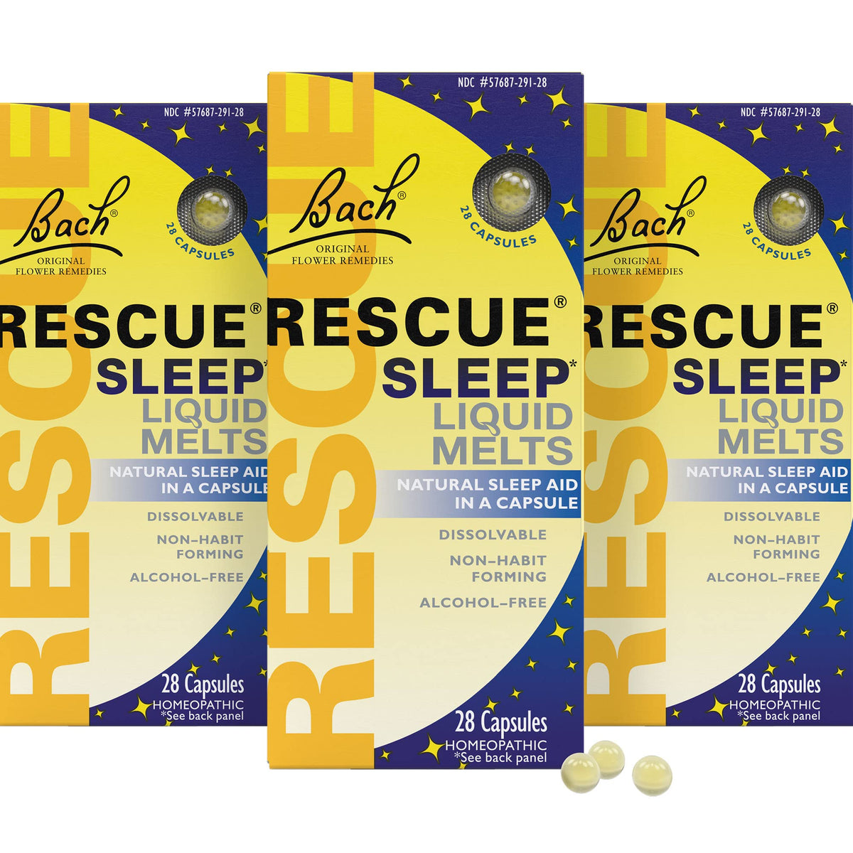 RESCUE Sleep Melts orange vanilla bottle on nightstand for easier wind-down.
