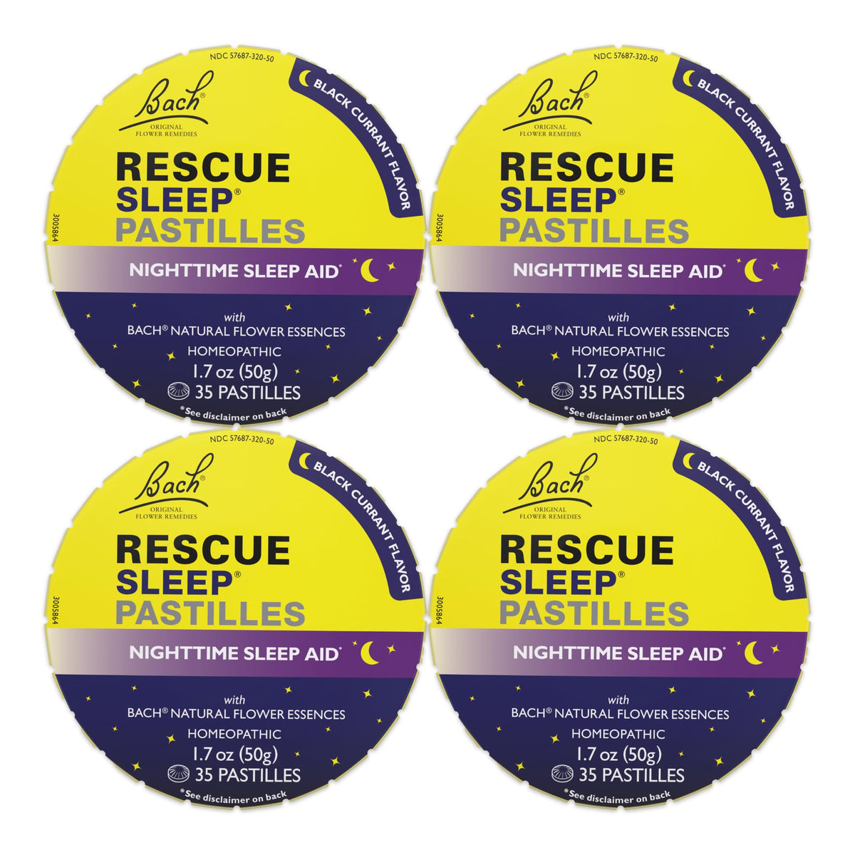 RESCUE Sleep pastilles black currant bottle for calming nighttime routines