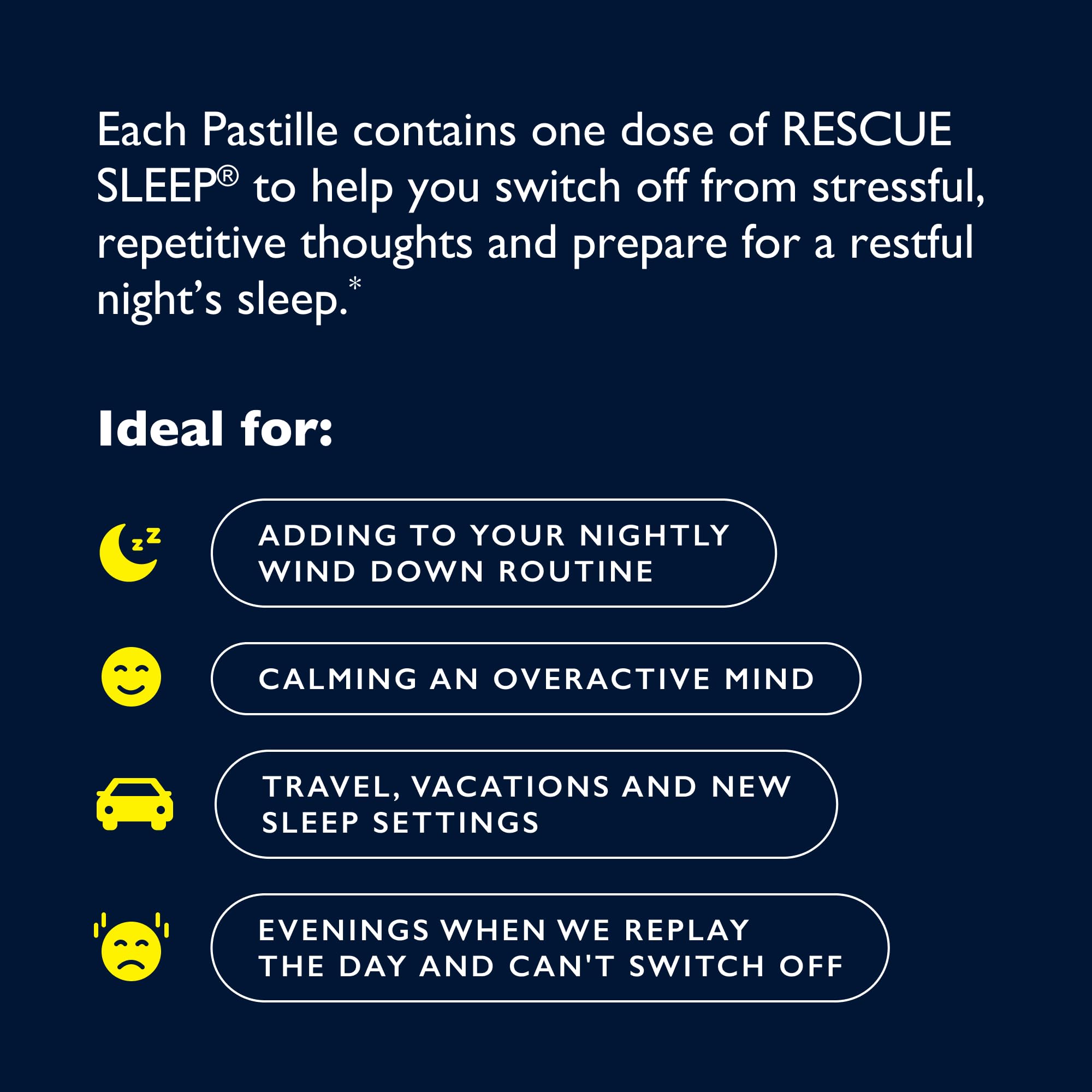 RESCUE Sleep pastilles dissolving in mouth for gentle bedtime calm
