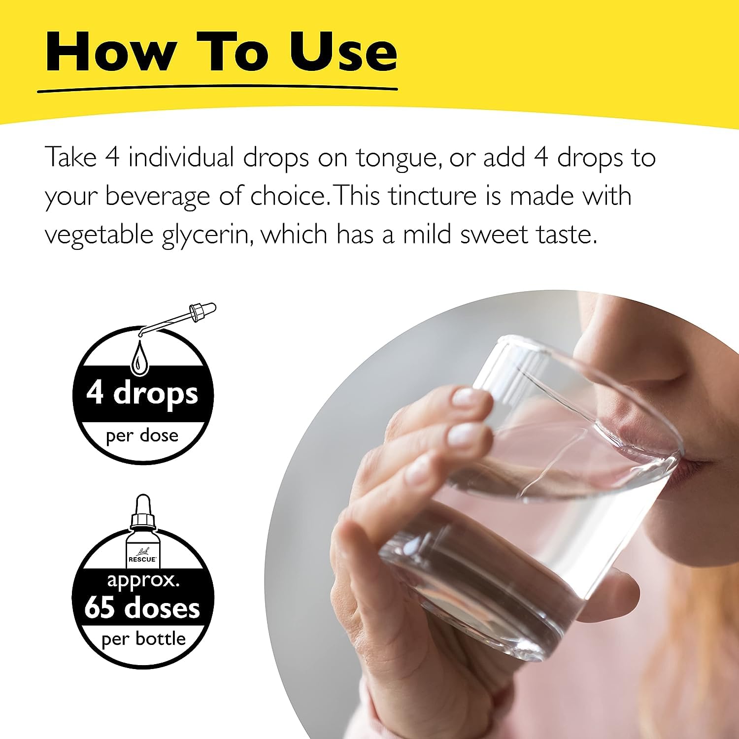 RESCUE iconic yellow dropper bottle close-up highlighting soothing formula.