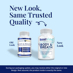 Research Verified 60 vegan capsules ready for daily odor and breath support.