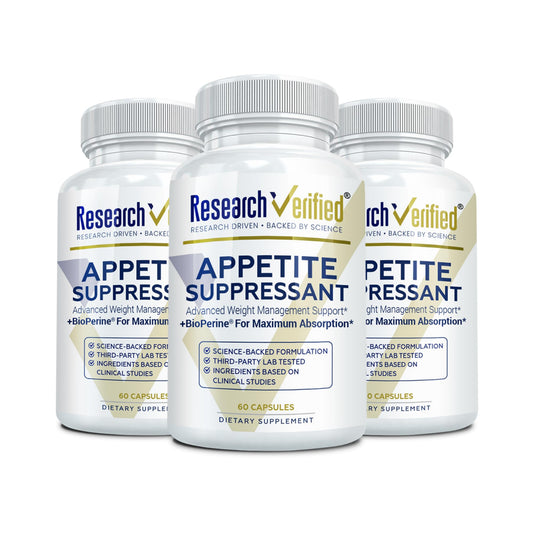 Research Verified Appetite Suppressant bottle front supports curb cravings and daily routine.