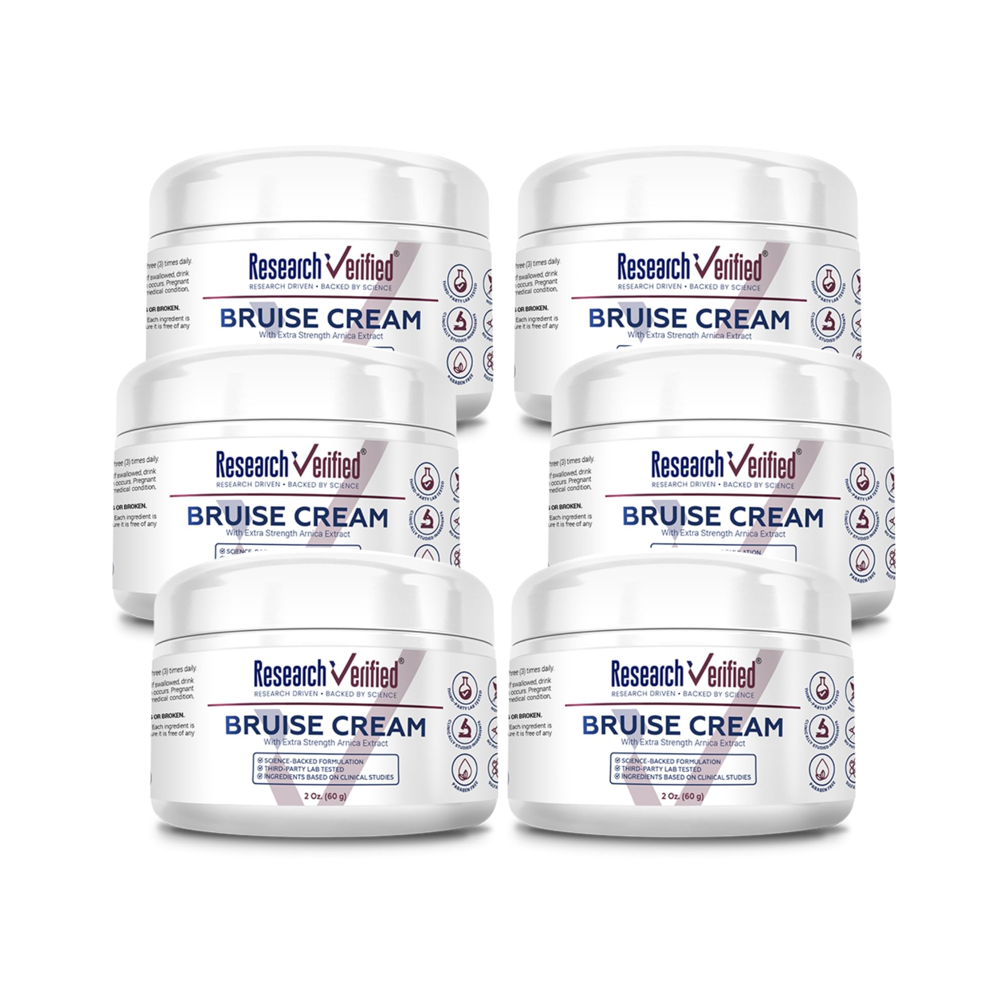 Research Verified Bruise Cream bottle shows Arnica for bruise support.