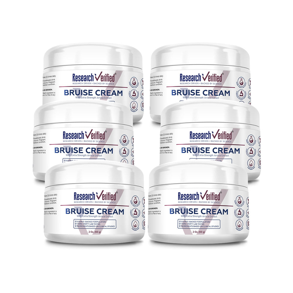 Research Verified Bruise Cream bottle shows Arnica for bruise support.
