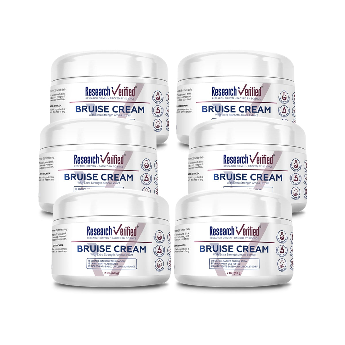 Research Verified Bruise Cream bottle shows Arnica for bruise support.
