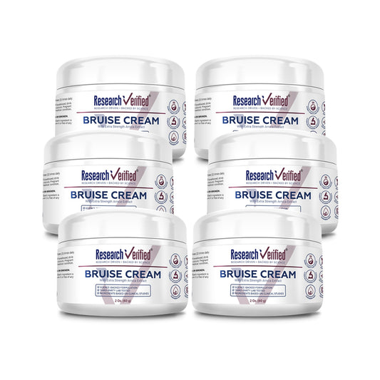 Research Verified Bruise Cream bottle shows Arnica for bruise support.