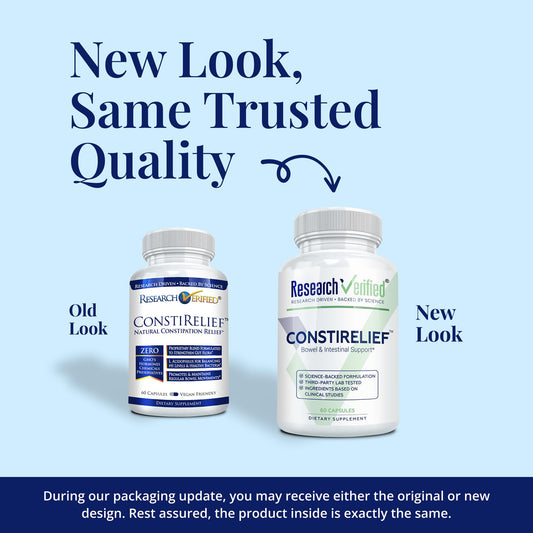 ConstiRelief bottle back label with transparent ingredient details