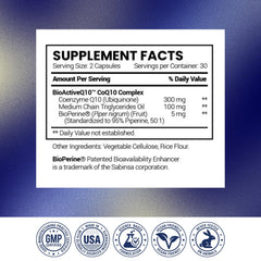 Research Verified CoQ10 bottle with glass of water suggests easy daily intake.