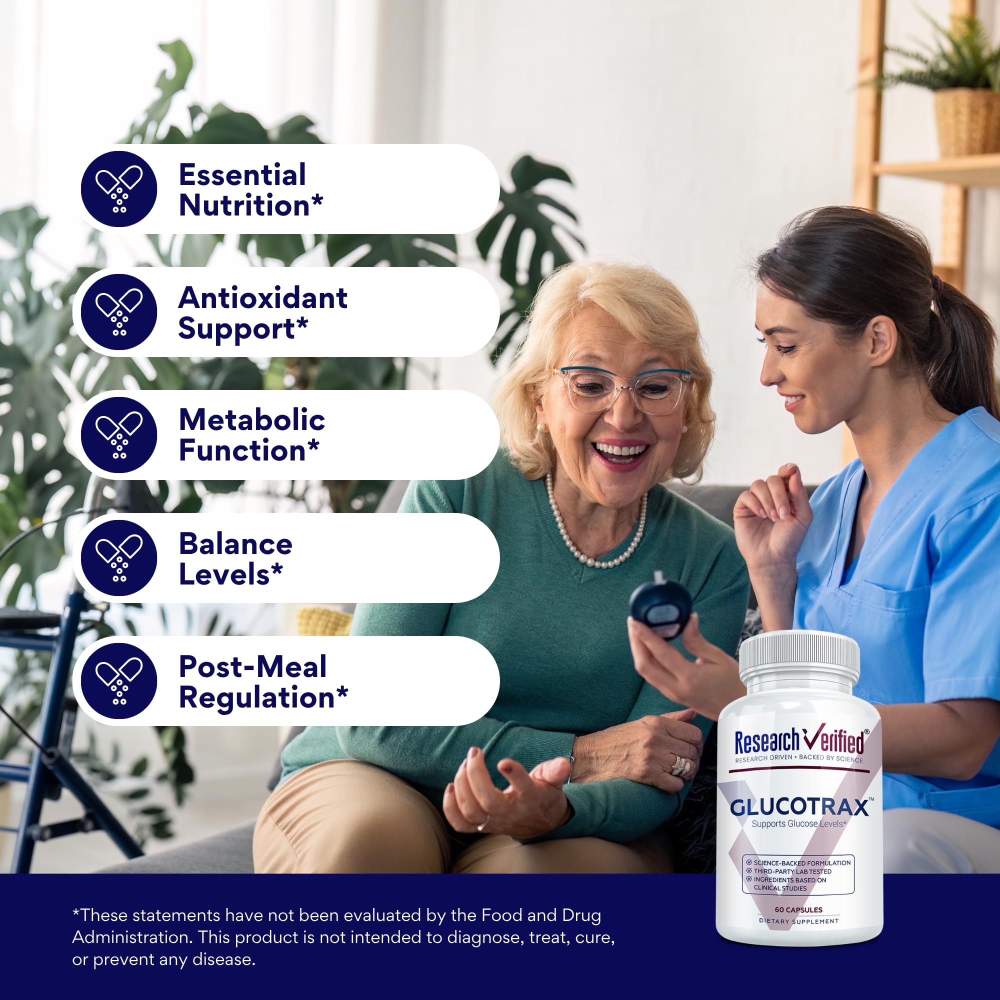 Research Verified Glucotrax berberine capsule close-up showing key ingredients.