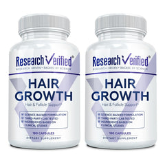 Research Verified Hair Growth Support bottle for daily use and scalp nourishment.