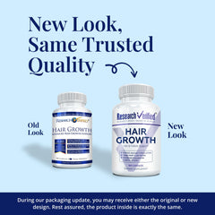 Research Verified Hair Growth Support capsules close-up highlighting biotin and saw palmetto