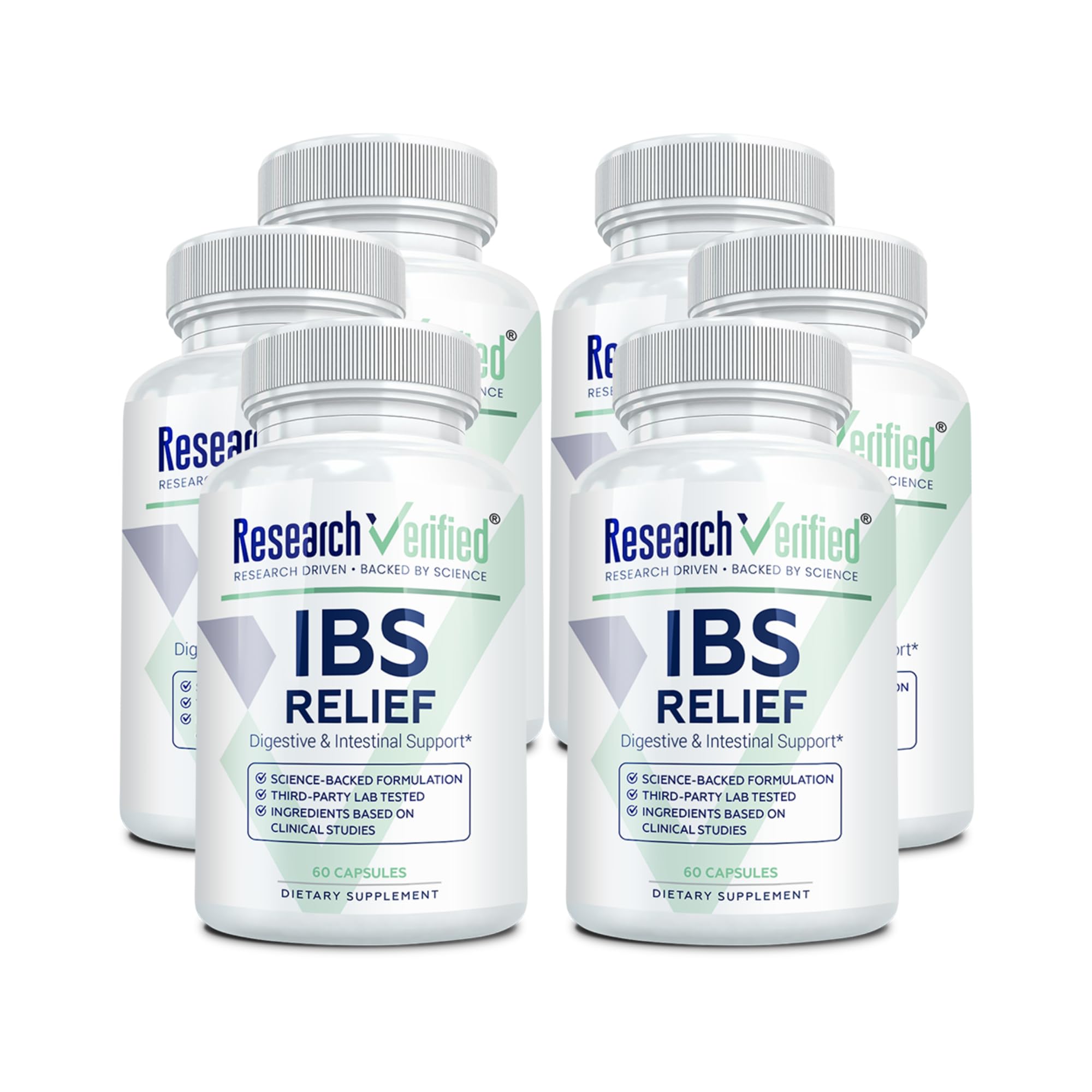 Research Verified IBS Relief enzymes image highlighting DigestX Complex for digestion support after meals.