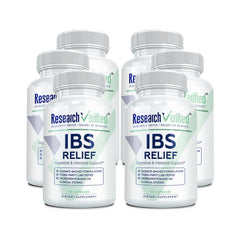 Research Verified IBS Relief enzymes image highlighting DigestX Complex for digestion support after meals.