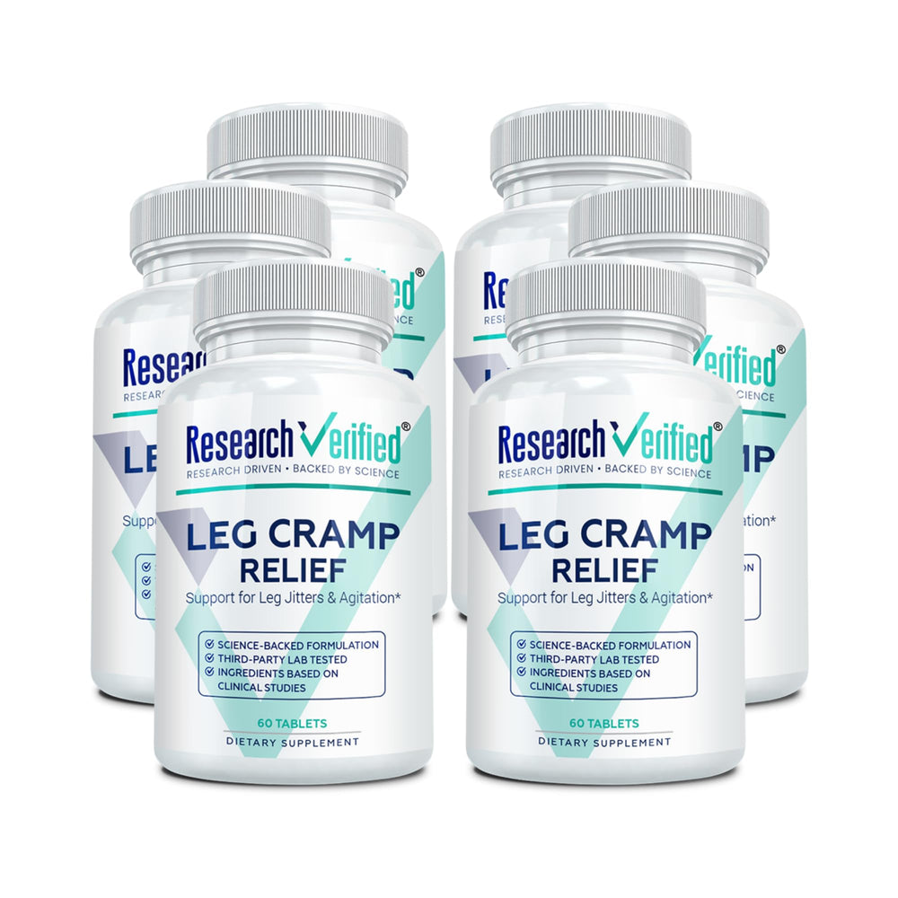 Research Verified Leg Cramps bottle front view showing vegan daily support