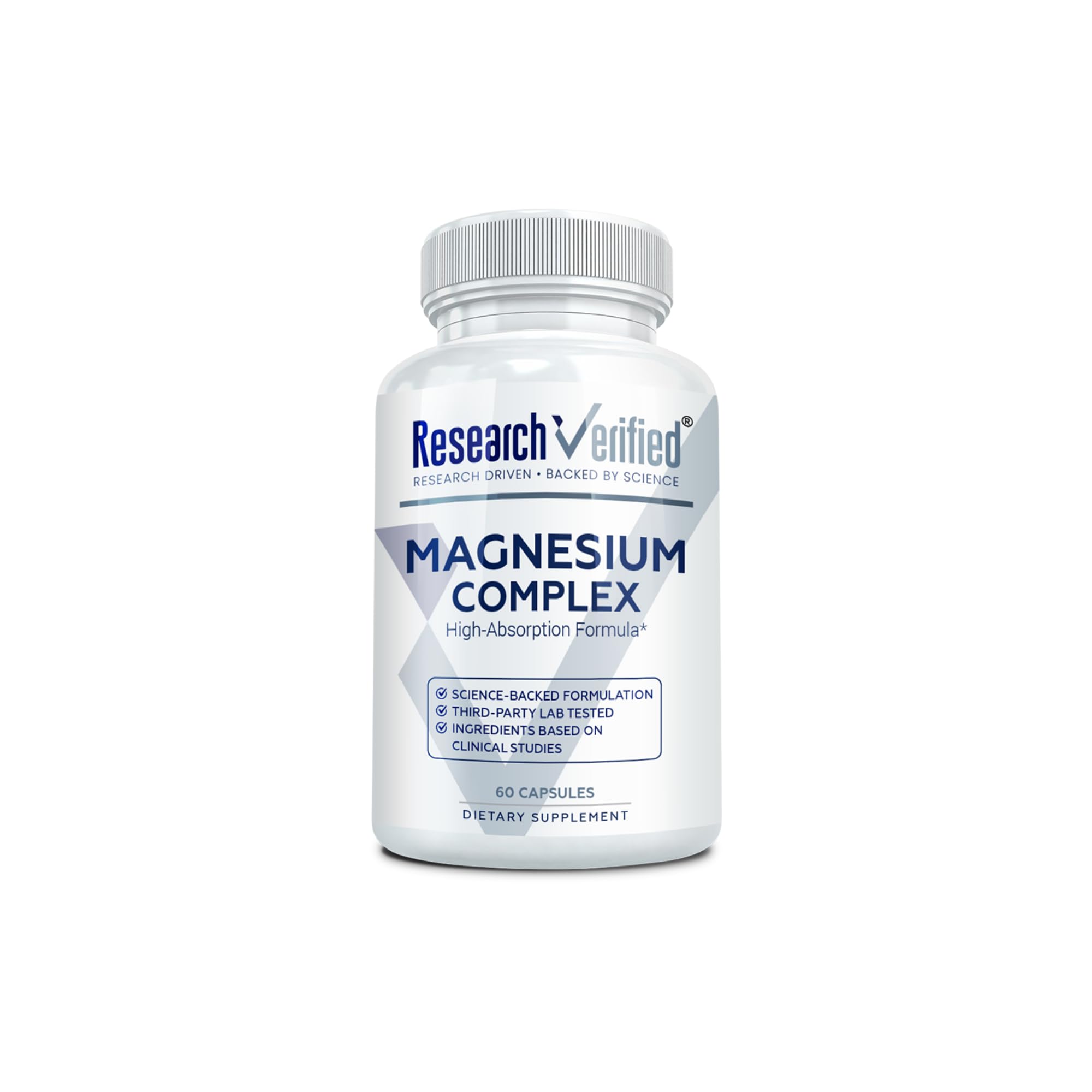 Research Verified Magnesium Complex bottle displaying easy daily magnesium support.