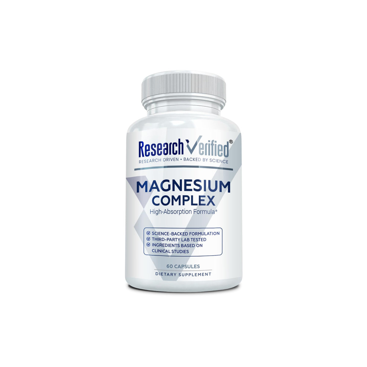 Research Verified Magnesium Complex bottle displaying easy daily magnesium support.