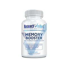 Research Verified Memory Booster bottle image showing compact capsules for daily focus