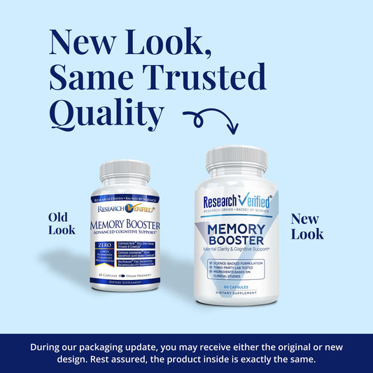 Research Verified Memory Booster capsules closeup highlighting capsule texture