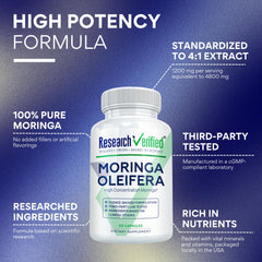 Research Verified Moringa Oleifera capsules close-up shows pure extract