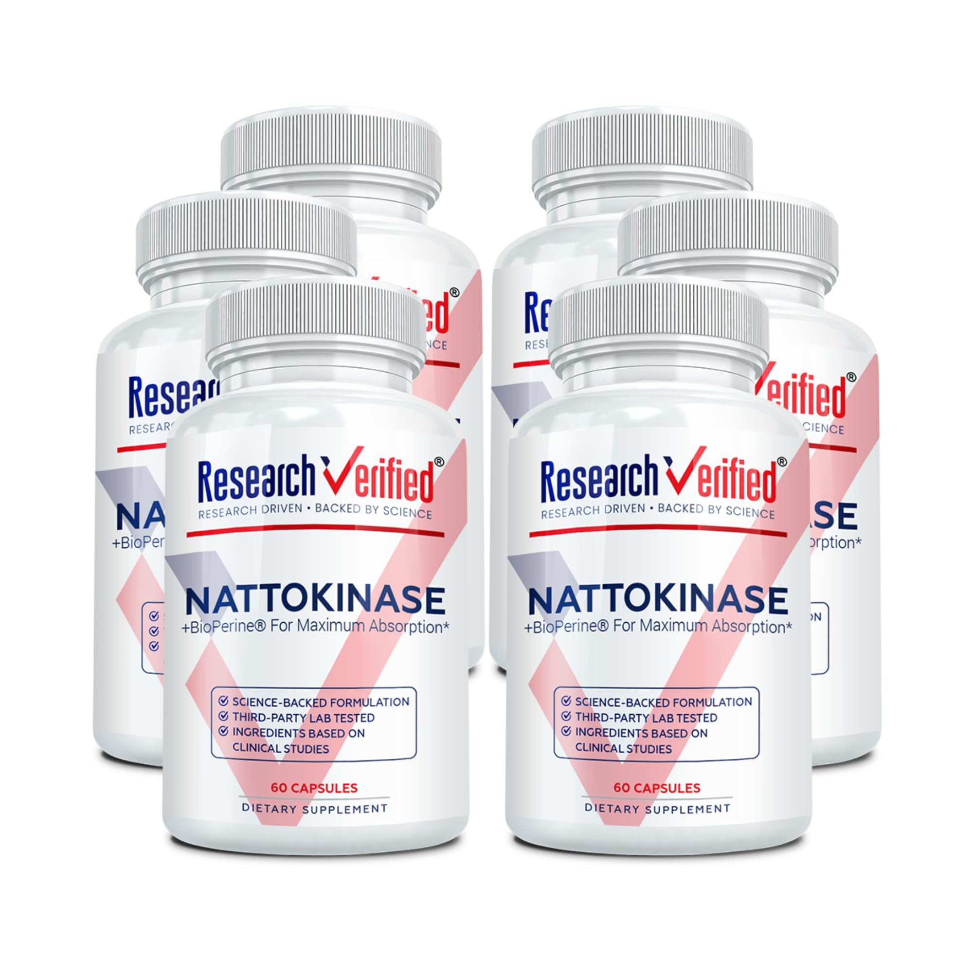 Research Verified Nattokinase bottle front with 4000 FU for circulatory support.