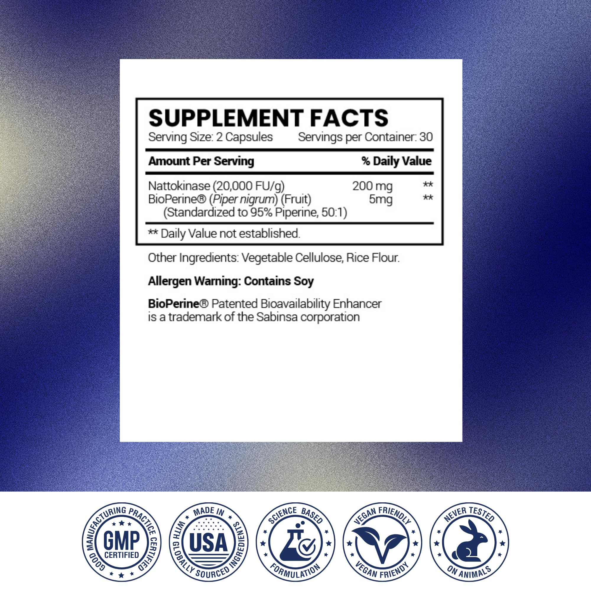 Research Verified Nattokinase dosage guidance indicating 1 or 2 capsules daily.
