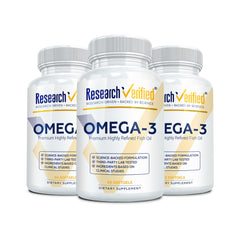 Research Verified Omega 3-1800mg bottle front showing high EPA and DHA content